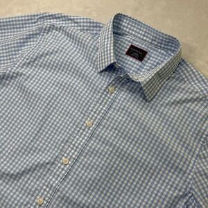 UNTUCKit Blue White Gingham Short Sleeve Button Up Shirt Mens Large